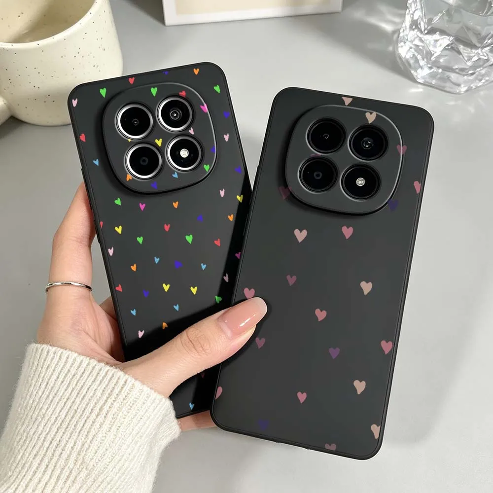 Pink Love Heart Phone Case For Xiaomi Mi Poco X8 X7 X6 X5 X4 X3 M8 M7 M6 M5 F8 F7 F5 Pro 4G 5G Black Soft Cover