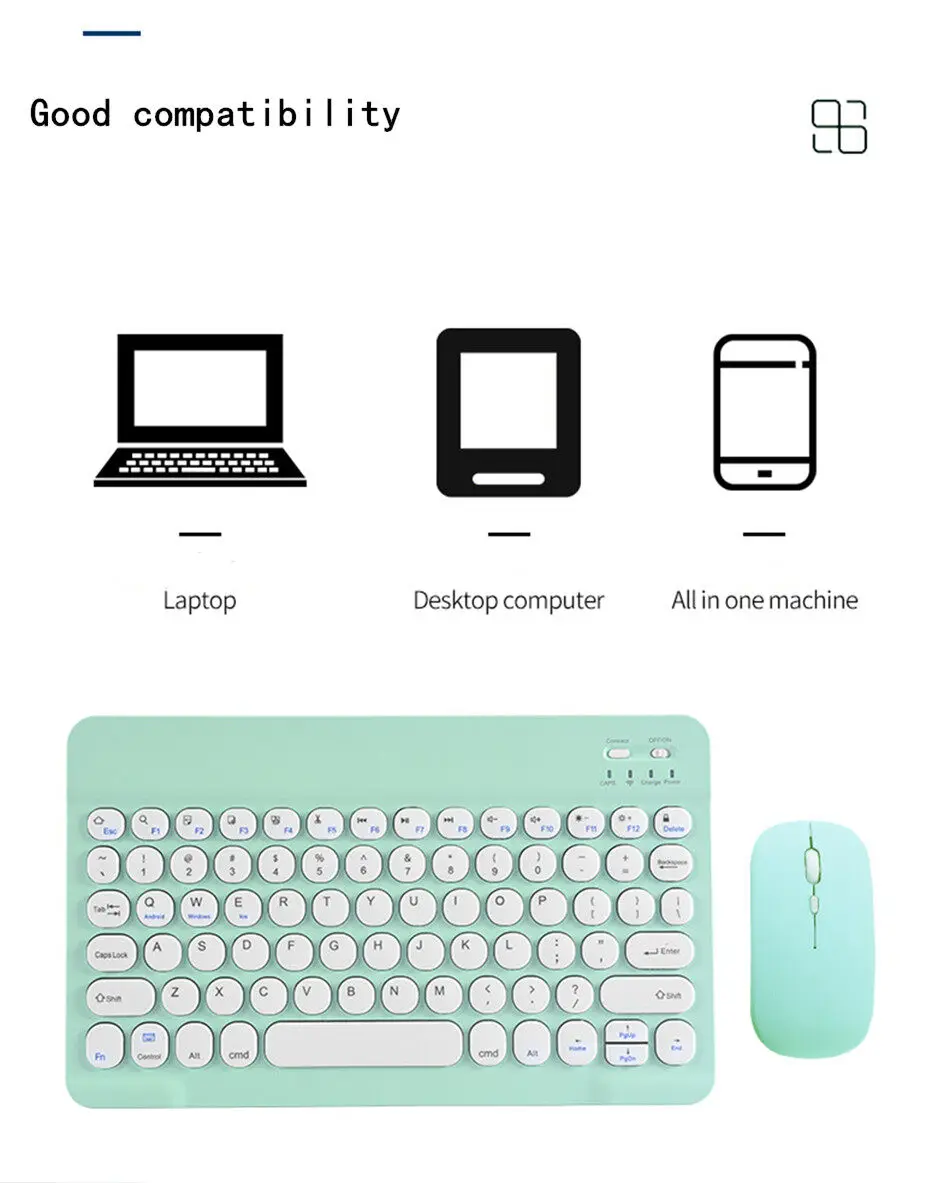 Candy Color Bluetooth Keyboard for iPad 10th Air 5 Mipad 5 Samsung Huawei Lenovo Tablet Wireless Keyboard+USB Cable