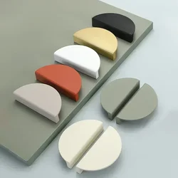 Modern Simple Color Aluminum Alloy Semi-circle Cabinet Drawer Bedside Table Wardrobe Door Handle Furniture Accessories