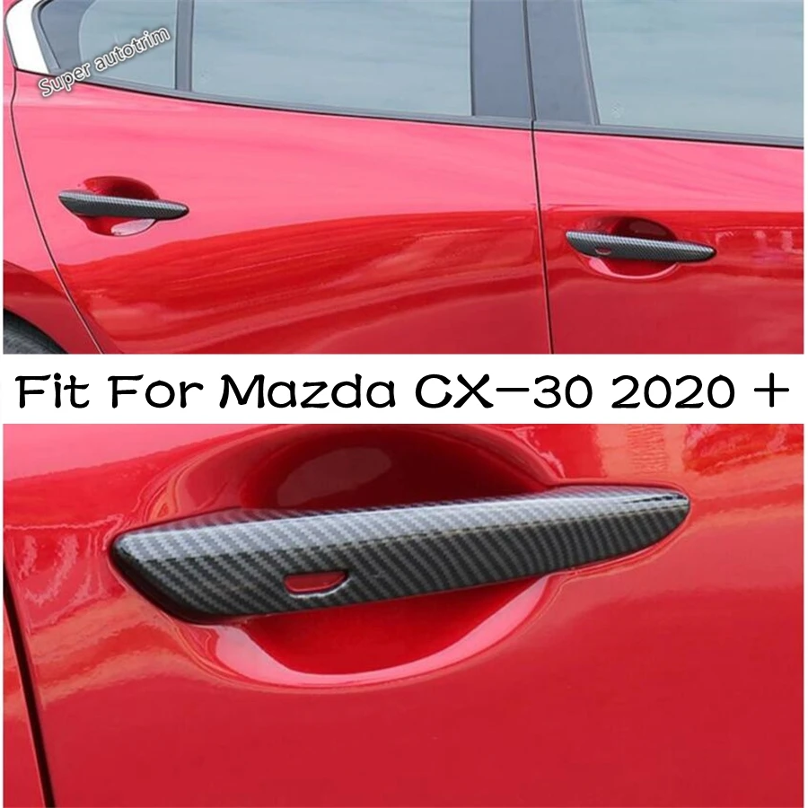 

Chrome Outside Body Door Handle Pull Doorknob Cap Cover Trim 4PCS For Mazda CX-30 2020 - 2024 Carbon Fiber Look Accessories