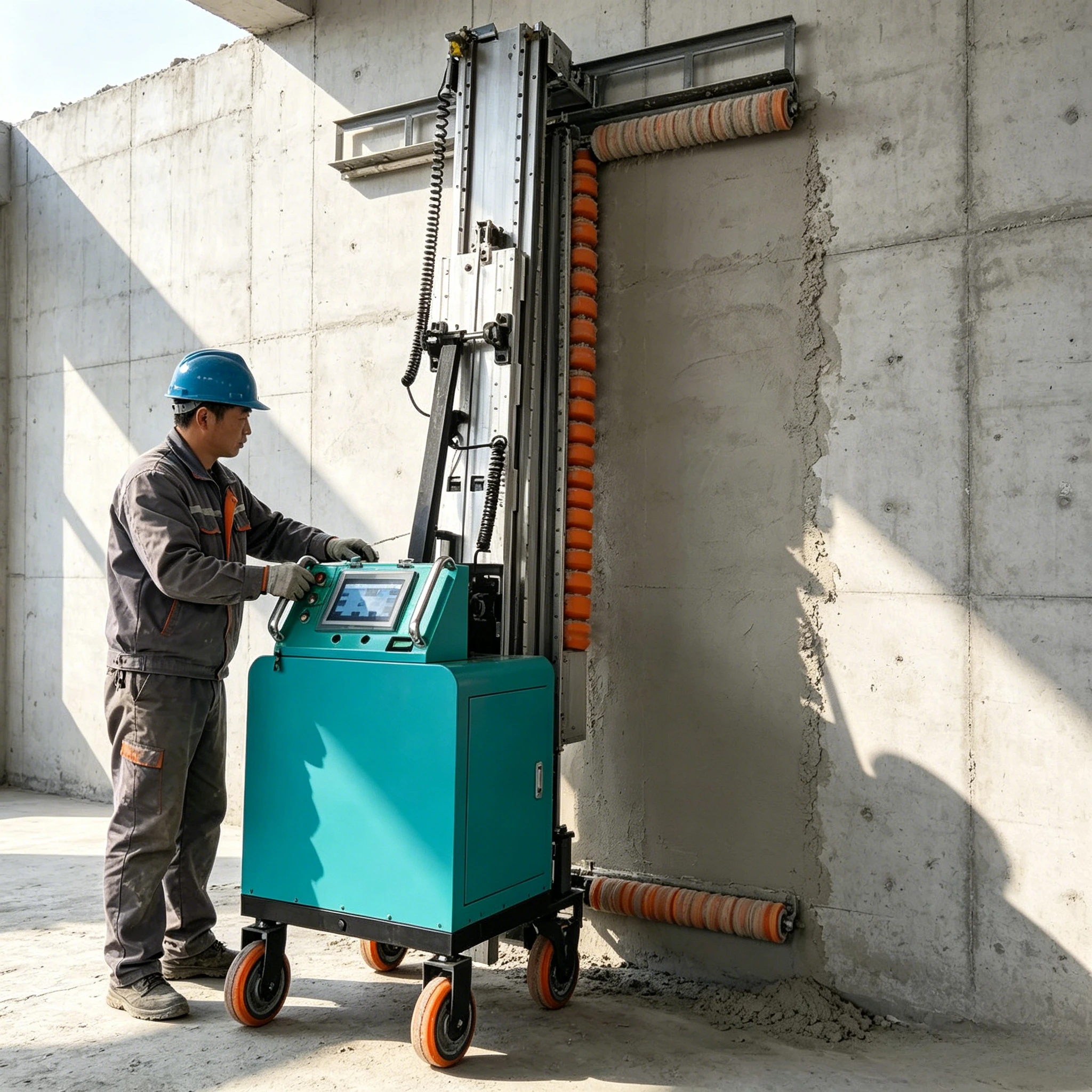 Wall Plaster Robot Adjustable Working Height Easy Operation Commercial Office Building Interior Lime Mortar Smoothing Tool