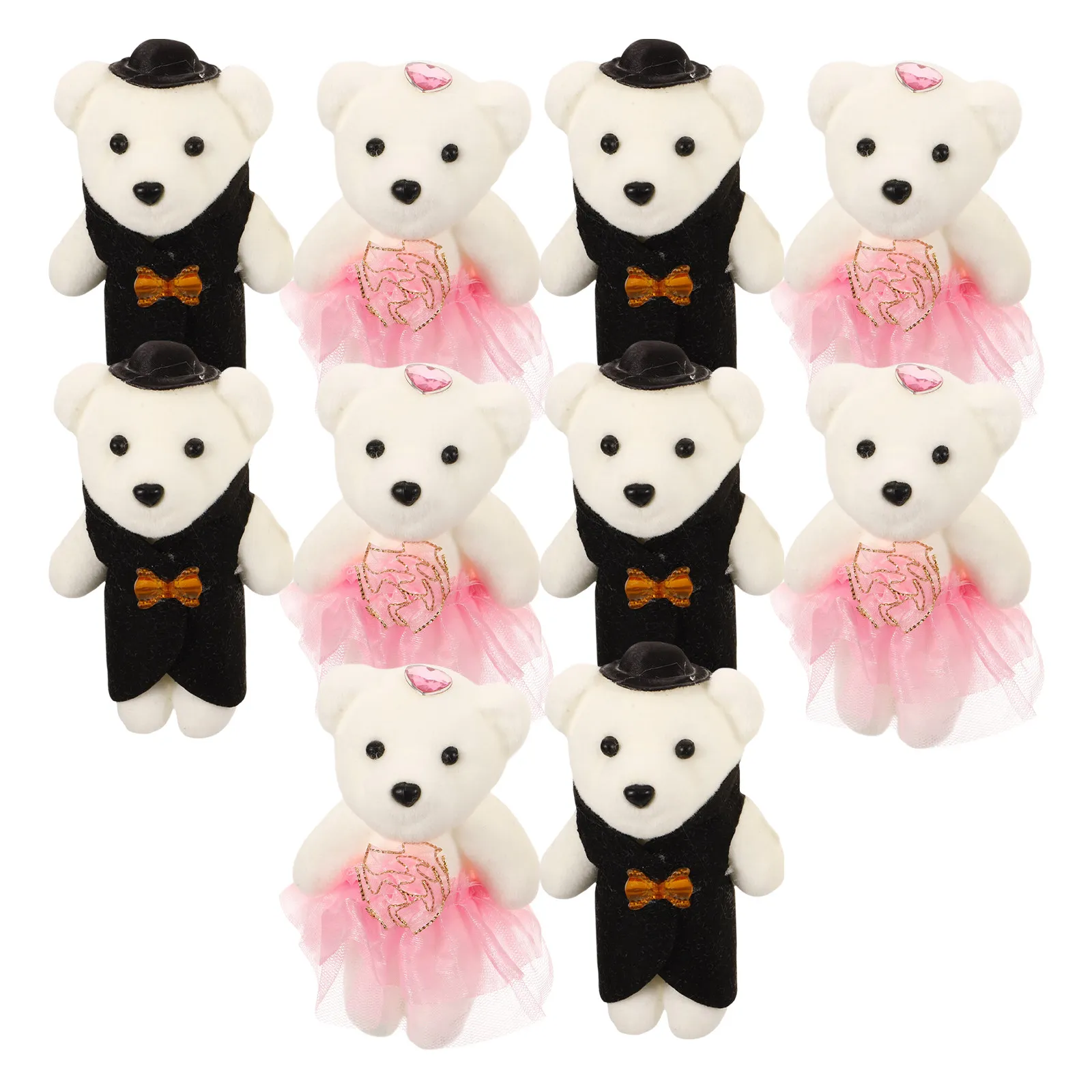 

5Pairs Couple Bears Cute Soft Stuffed Animal for Wedding Decoration Bride Groom Mini Bear for Bouquet Bedroom Gift