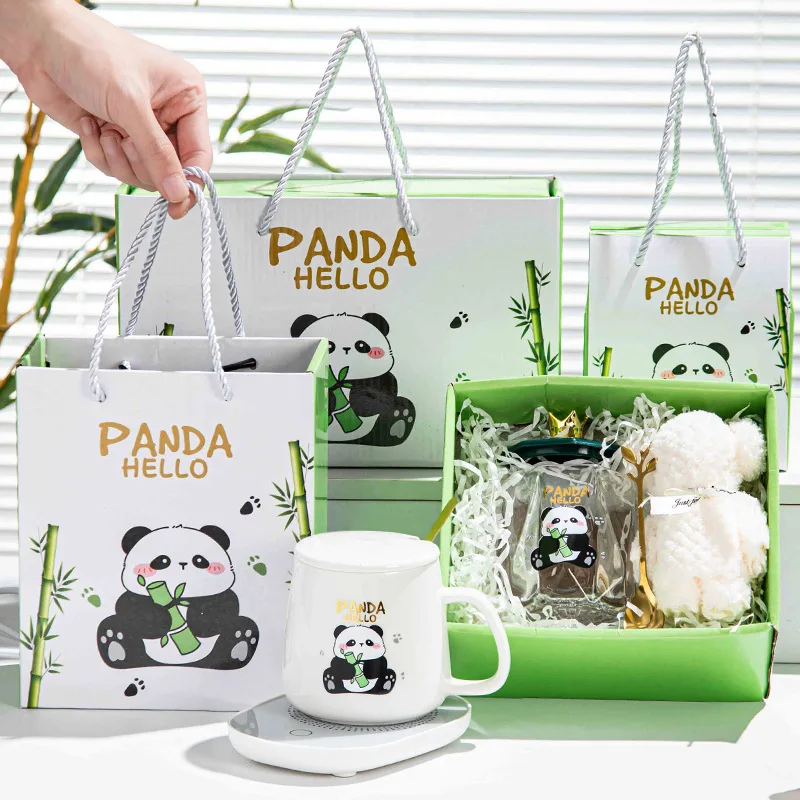 Panda mug ceramic cup birthday gift towel cup gift opening gift