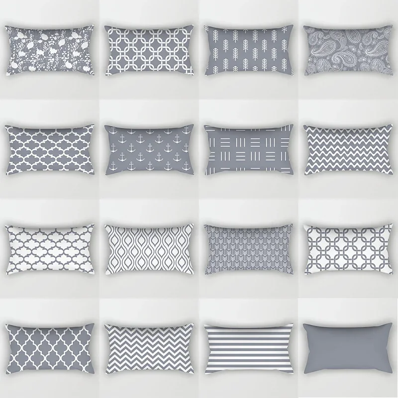 

rdic geometric pillowcase gray white cushion cover home sofa bedroom car office decoration accessories 30x50CM