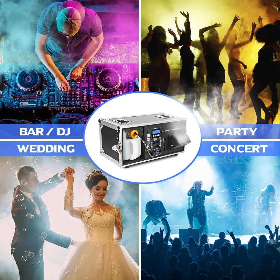 Machine à Brume à Base d'Eau, 1200W, Angle DMX Réglable, pour Discothèque, DJ