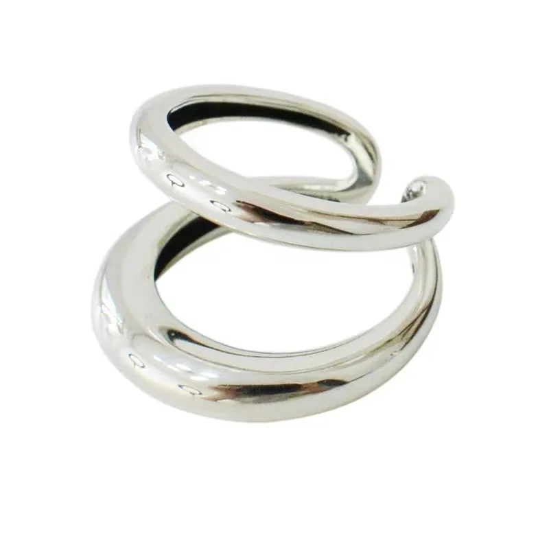 Anillos geométricos de Plata de Ley 925 para mujer, sortija Vintage abierta, ajustable, Bohemia, de doble línea única, para regalo de cumpleaños y fiesta