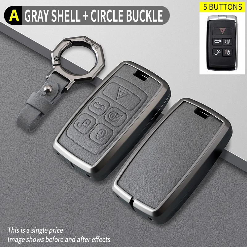Car Zinc Alloy Leather Key Case Holder Cover For Land Rover Range Rover Discovery 5 LR2 LR4 Sport For JAGUAR XE XF XJ F PACE