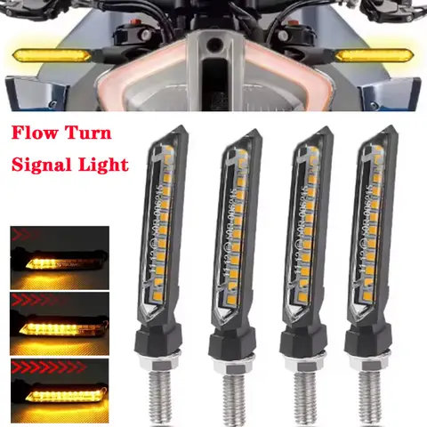 8mm 오토바이 LED 회전 신호등 깜박이 범용 12V 표시 등 호박색 흐르는 물 램프 후면 회전 신호 램프