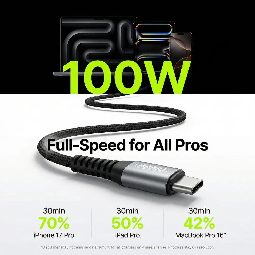 NNBILI 5 Stück 100W Typ-C zu USB-C Kabel PD 3.0 Quick Charge 4.0 Schnellladung Typ-C zu Typ-C für iPhone 17, Macbook, Samsung, Xiaomi – Detail 4