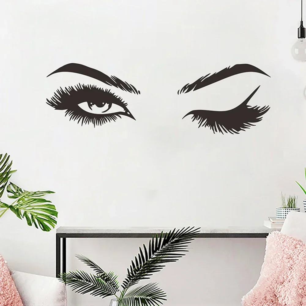 Woman Eye Wall Sticker Art Lash Face Girl Eyelash Decor Beauty Salon Decal Romantic Walls, Doors, Windows, Closets