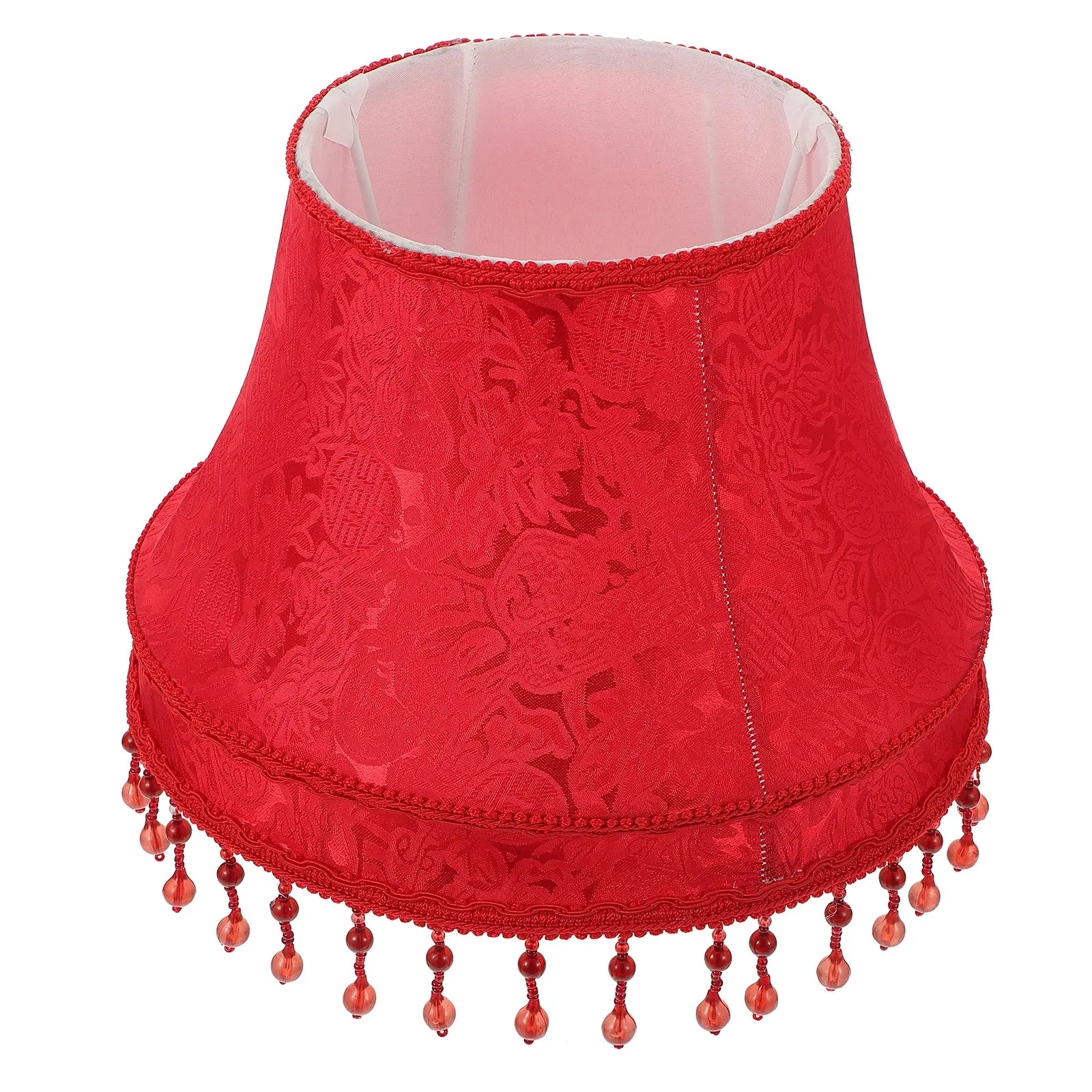 1Pcs Vintage Cloth Lampshade European Style Retro Hanging Beads Lamp Cover Decorative Light Accessory Table Floor Lamp Decor