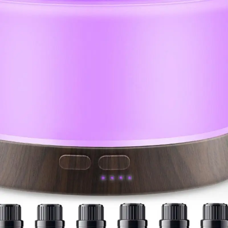 

Стильный увлажнитель с прохладным туманом под дерево, 16,91 унции, пульт дистанционного управления, 7 светодиодов, 6 эфирных масел, тихая работа