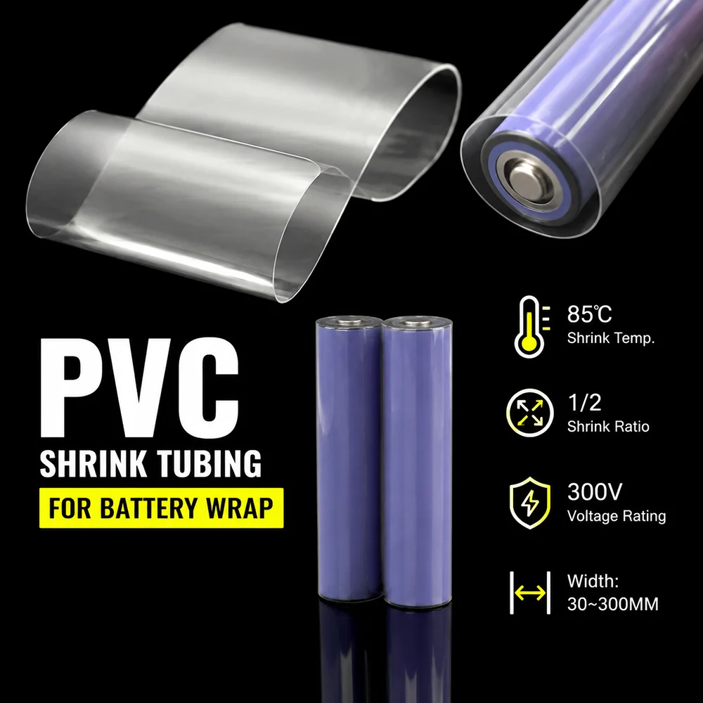 10/5/2M Clear PVC Of 18650 Battery Packs Heat Shrink Tube Width 30-300mm  Flame retardant wire harness insulation sheath