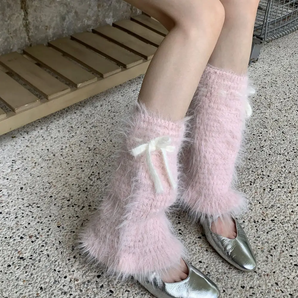 

Elastic Y2K Lace Up Leg Warmers Flare Loose Women's Plush Stockings Elastic Hosiery Knee High Socks Girl