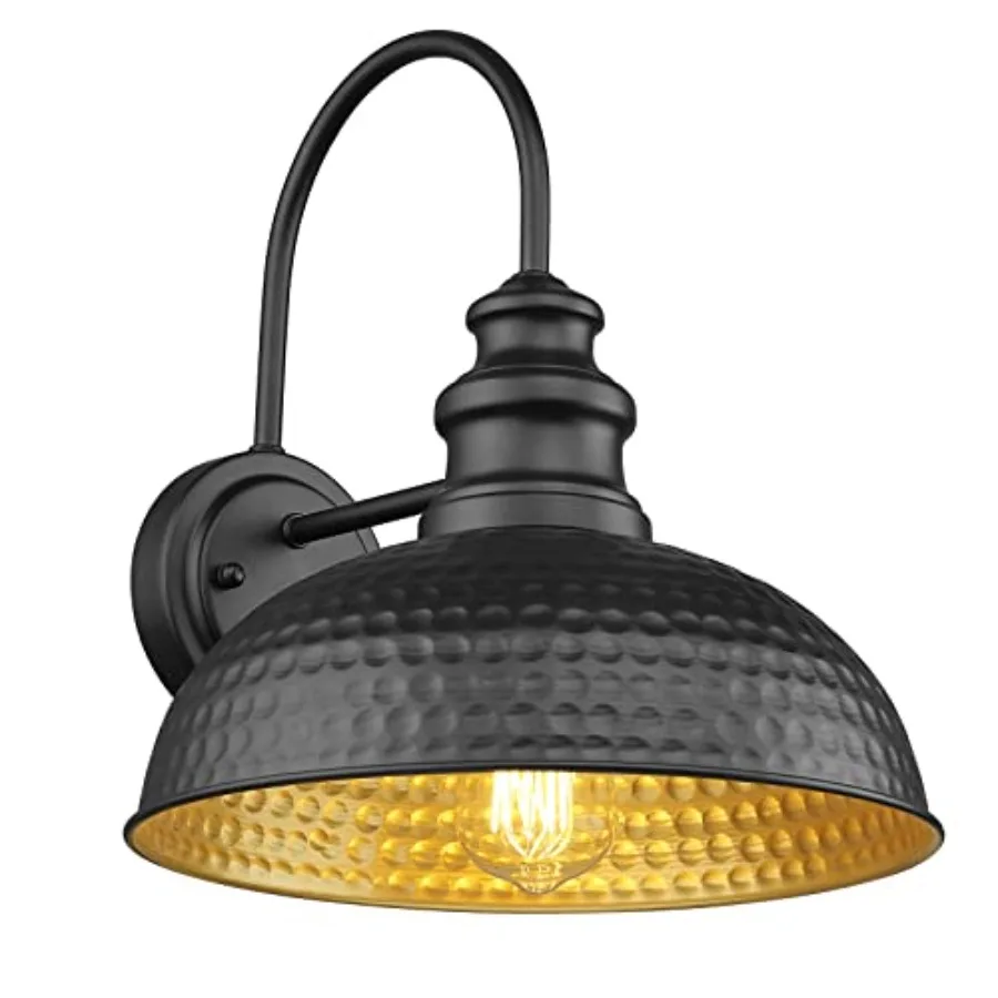Farmhouse Outdoor Barn Light Fixture, 12 Inch Dome Exterior Wall Light, Rustic Outdoor Wall Sconce Outside Wall Mount Lantern w