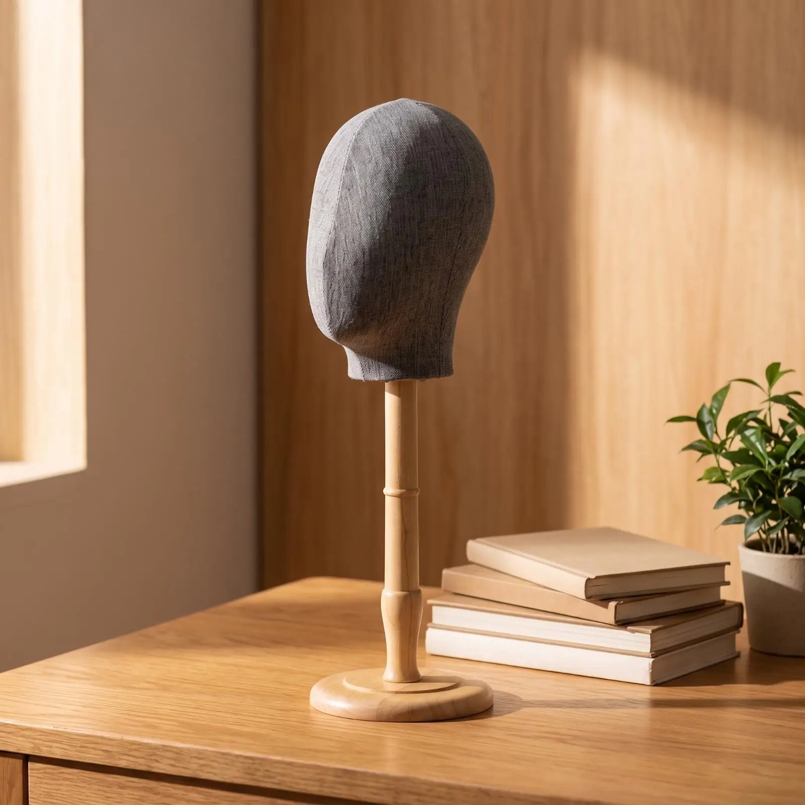 clothCovered Mannequin Head with Stand | Wooden, Hat Display Stand, for Window Merchandising