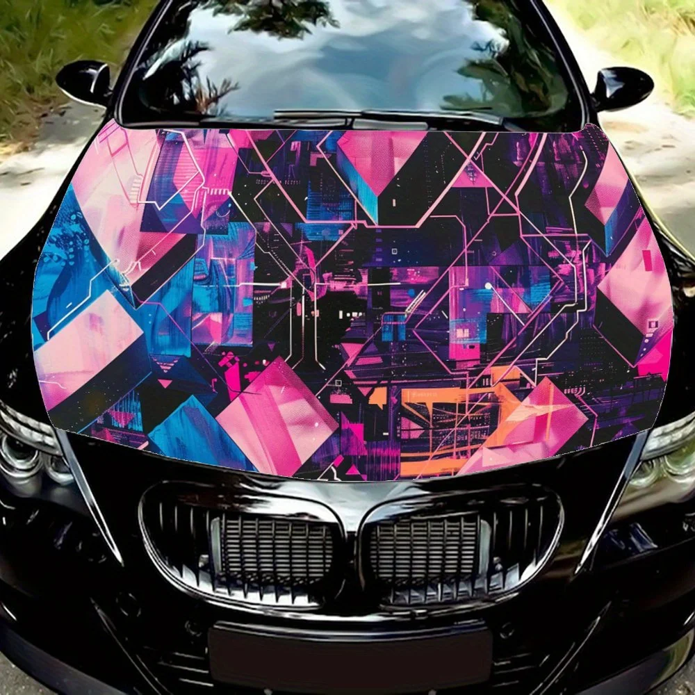 

Cyber Geometric Lines Matrix Print Car Hood Wrap Color Vinyl Sticker Truck Graphic Bonnet Auto Accessories Decoration Decal Gift