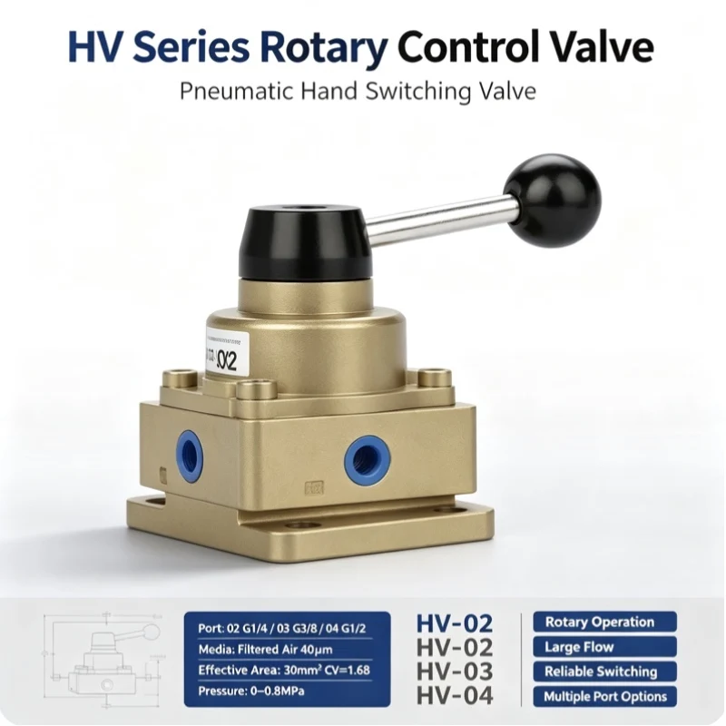 Hv Series Hand Rotary Valve 5-Way 2-Position Detent Positioning G1/4