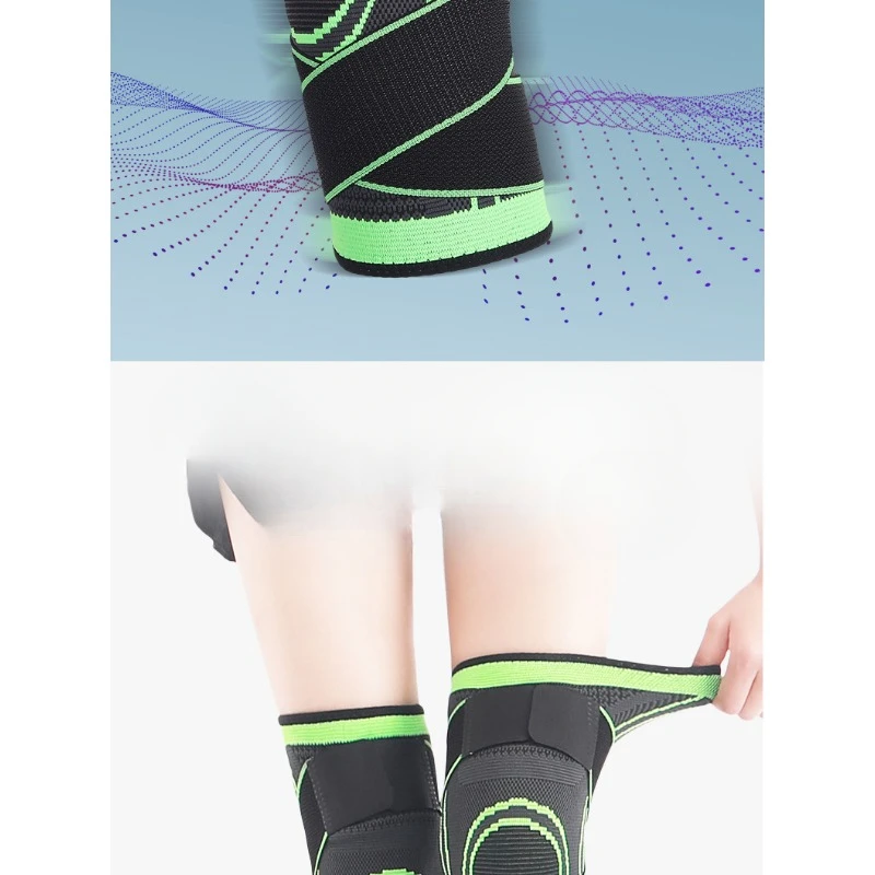 Knee Compressions Sleeve with Adjustable Straps for Running Working Out and Sports Wearing All Day