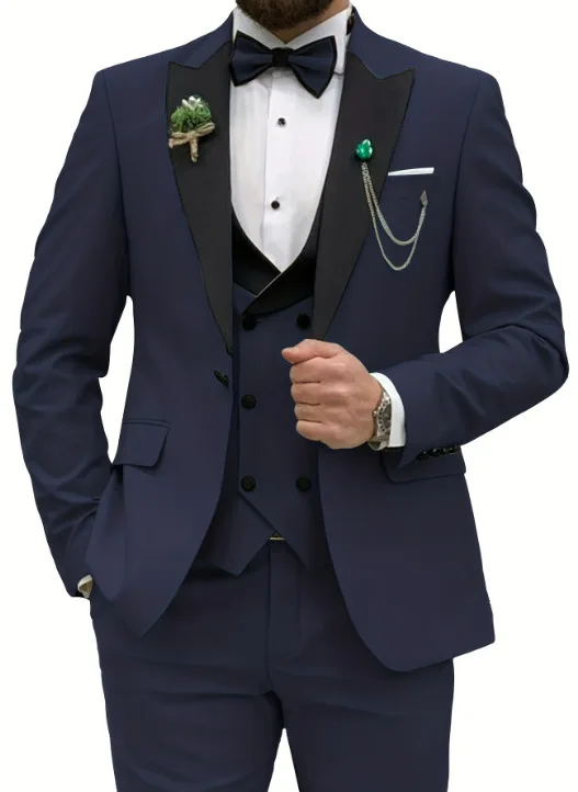 Men's Three-piece Suit Set Groom Wedding Banquet Plus Size Slim Fit Blazer For Men Multicolor