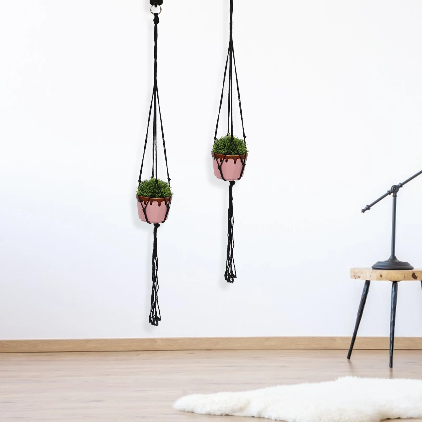 

4 шт., вешалки для растений макраме, хлопковая веревка ручной работы, домашние и уличные украшения для дома и сада, подвесной держатель для растений, подвесной декор