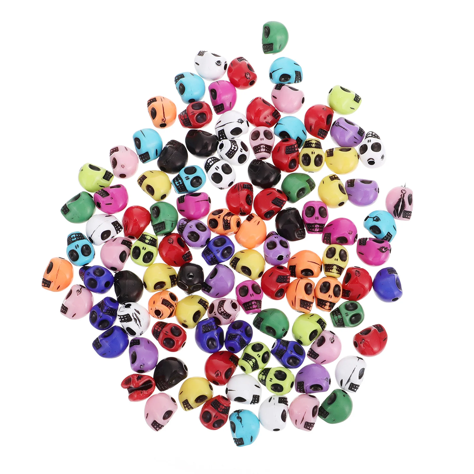 

100pcs Skull Head Beads Jewelry Making DIY Craft Supplies Colorful Resin Beads Accessories Decorative Charm Findings Creative
