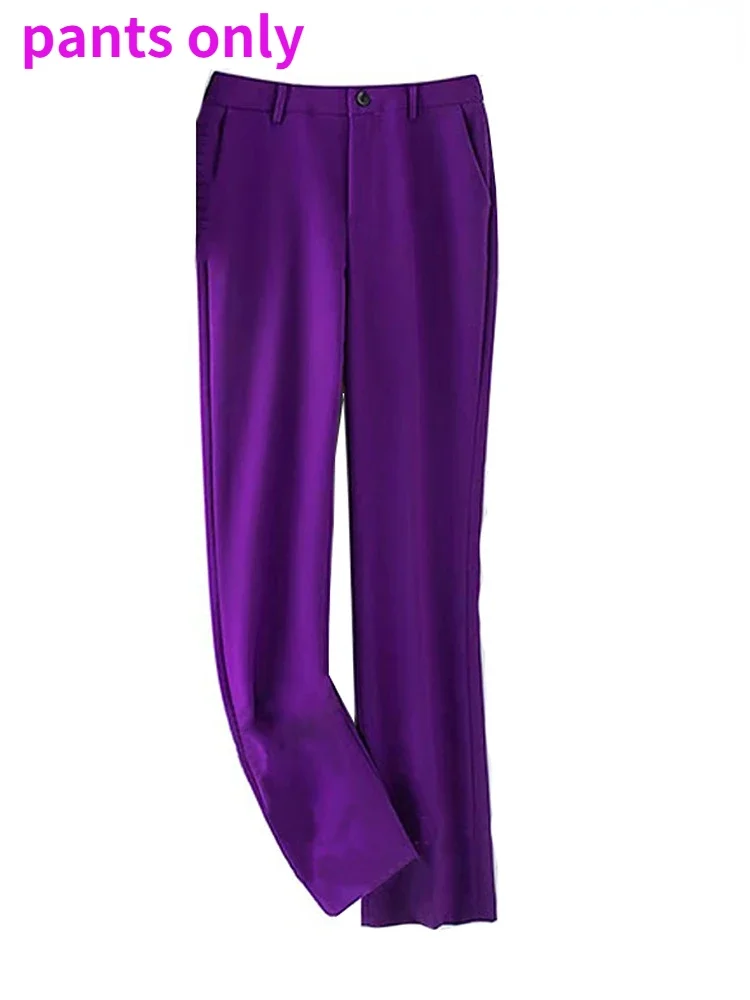 Pop Pop Fashion Abito da ufficio di alta qualità Giacca viola e pantaloni Set da 2 pezzi Nuovo abito in vita Abiti temperamento per le donne HJLZB