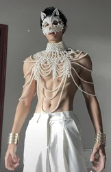 Fashion Imitation Pearl Body Chain Women Men Shoulder Bra Chain Bikini Top Festival Lingerie Wedding Party Chest Dress Jewelry