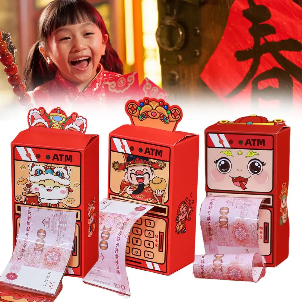 Paper Atm Red Envelope Spring Festival Lucky Bags 2025 Surprise Year's New Atm Chinese Year Lunar Hongbao Red Enve N7i0