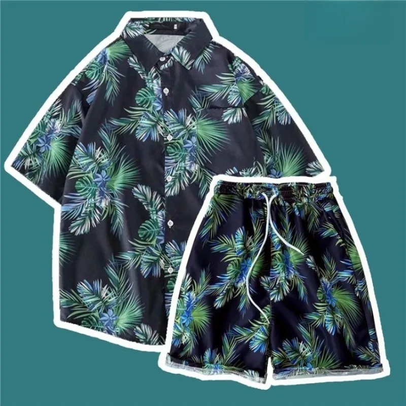 Cool Men Beach Holiday Set Floral Short Sleeve Shirt Vacation Shorts Summer Fashion Trendy Outfit