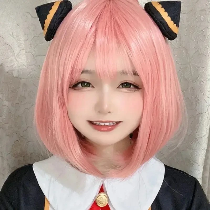 スパイままごとコスプレ アニアコスウィッグ 模擬毛髪 アニメ フェイクローズピンク 子供用