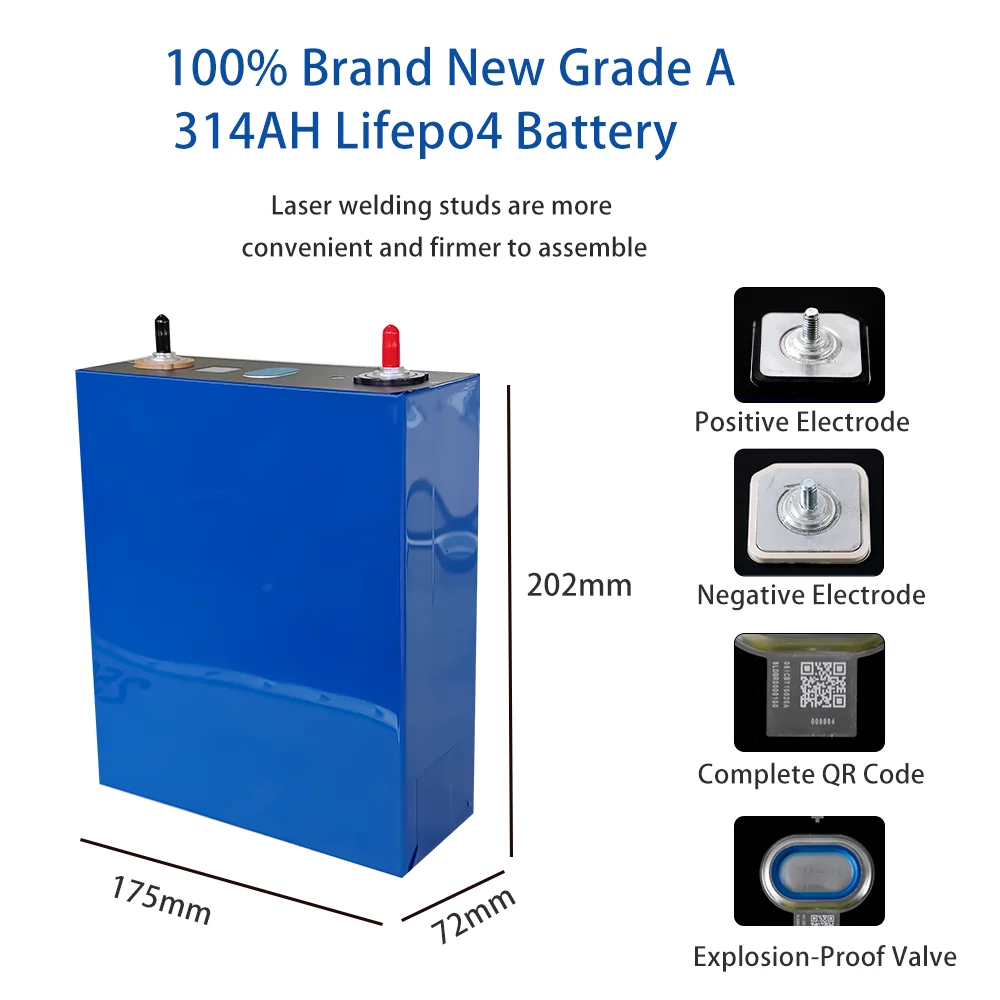 Gotion 3.2 فولت 314Ah Lifepo4 بطارية العلامة التجارية الجديدة الصف أ 12 فولت 24 فولت خلية قابلة للشحن لعربات الغولف EV RV