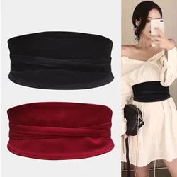 Women's Wide Waist Belt Fabric Elastic Stretch Dress Belts Fashion Luxury Designer Corset Cinch Waistband for Ladies Female