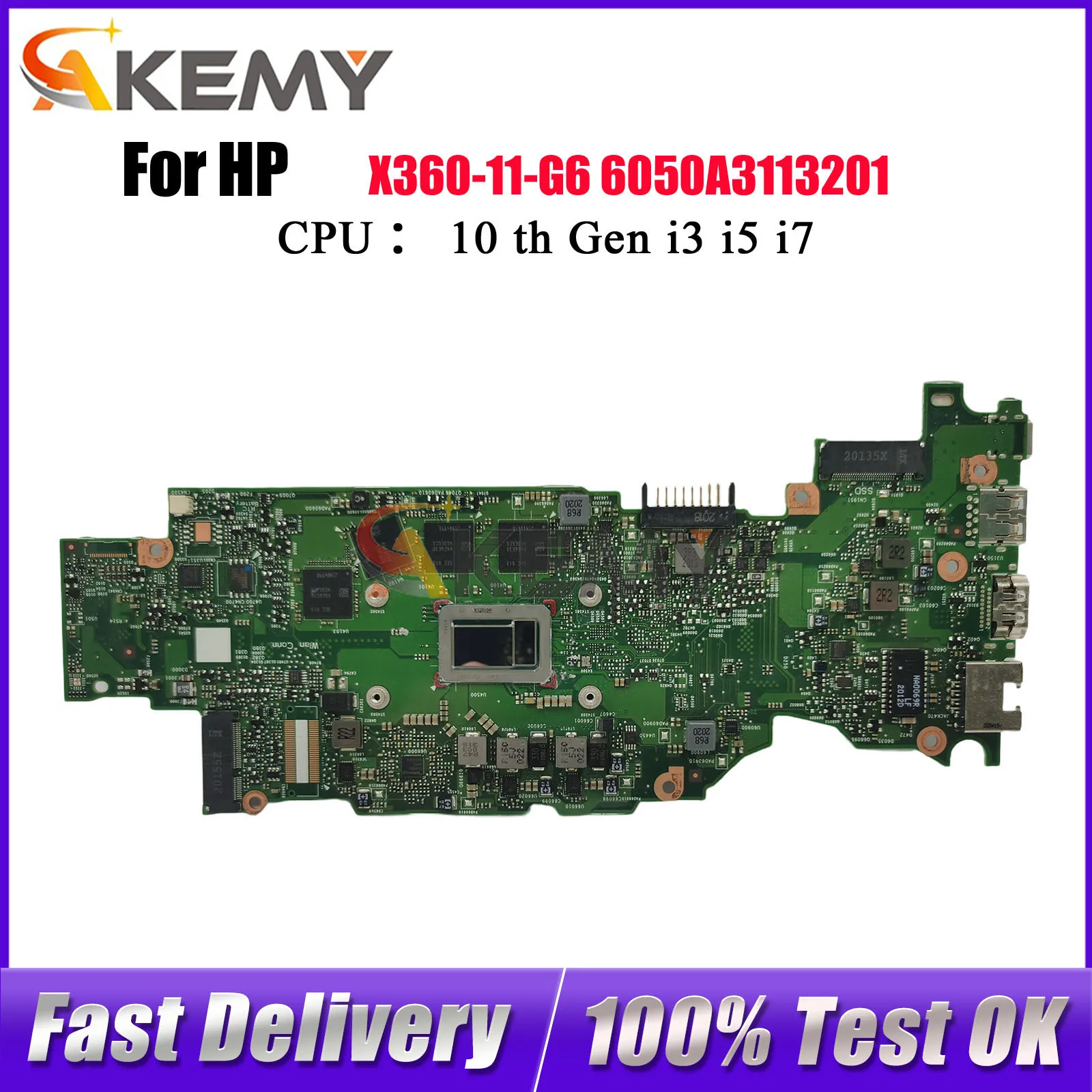 

6050A3113201 For HP ProBook X360 11 G6 Laptop Motherboard M03748-601 With i5-10210Y CPU 8GB RAM Tested OK