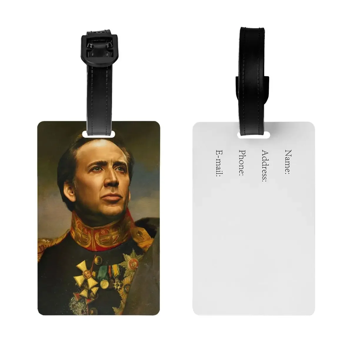 Cool Nicolas Cage Portrait Luggage Tag for Travel Suitcase Privacy Cover ID Label