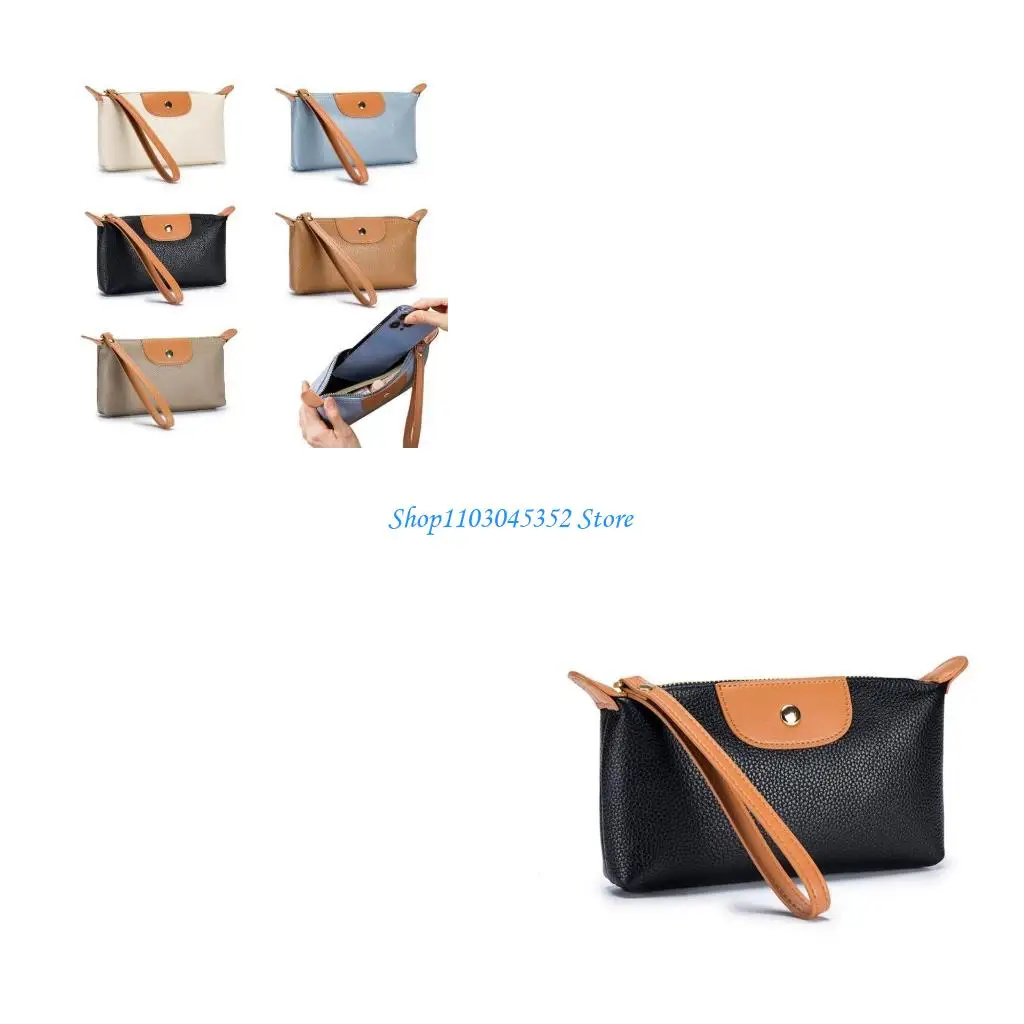 

Fashionable Women's Handbag Convenient PU Leather Clutch Wrist Bag with Multiple Compartments
