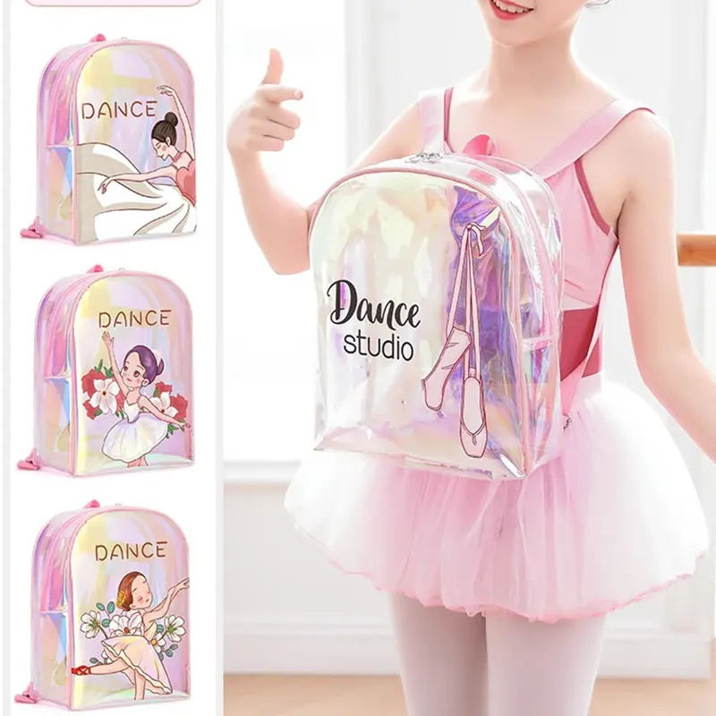 Girls Cute Sequins Sparkly Ballet Dance Backpack Tutu Dress Dance Bags with Key Chain Girls Toddler Ballerina Dancing Duffel Dan