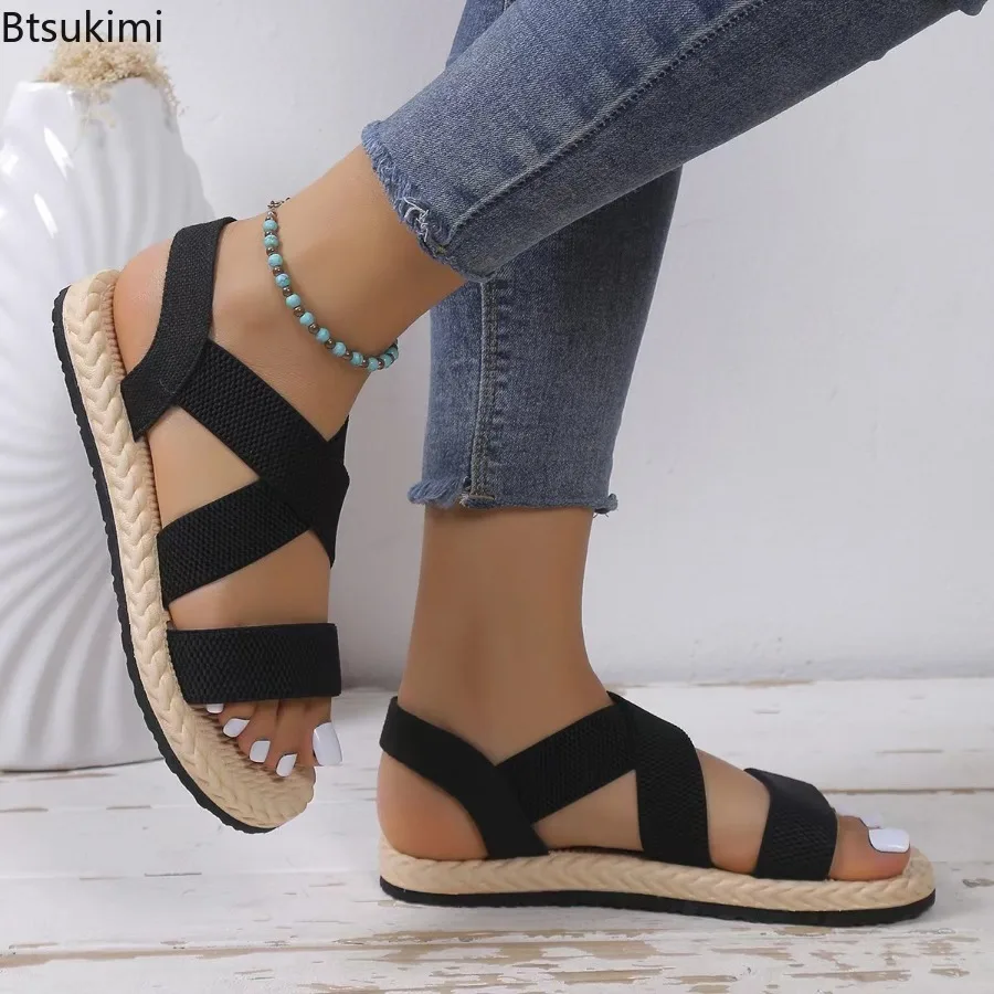 New 2026 Summer Women's Sponge Platform Flat Shoes Round Toe Flip Flops Female Beach Slippers Outdoor All-match Casual Slippers