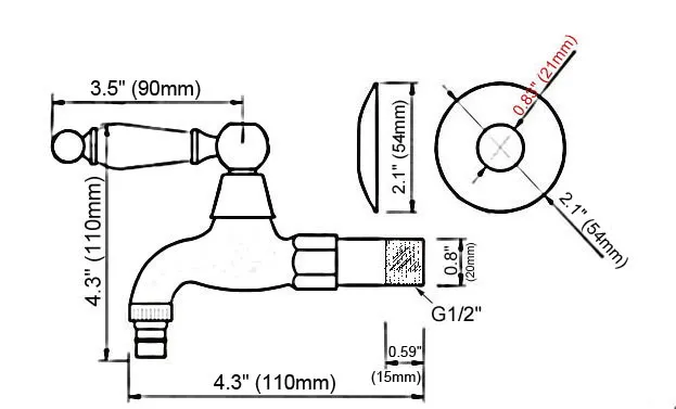 Antique Red Copper Single Hole Wall Mounted Washing Machome Cold Faucet Out Door Garden Sink Water Taps Dav334