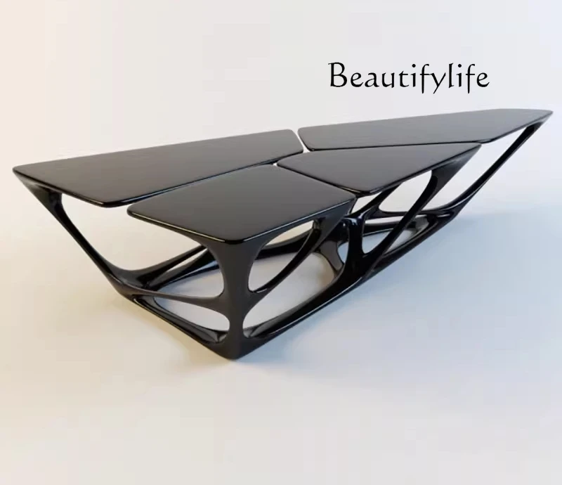 Modern art personality triangle special-shaped crack hollow coffee table