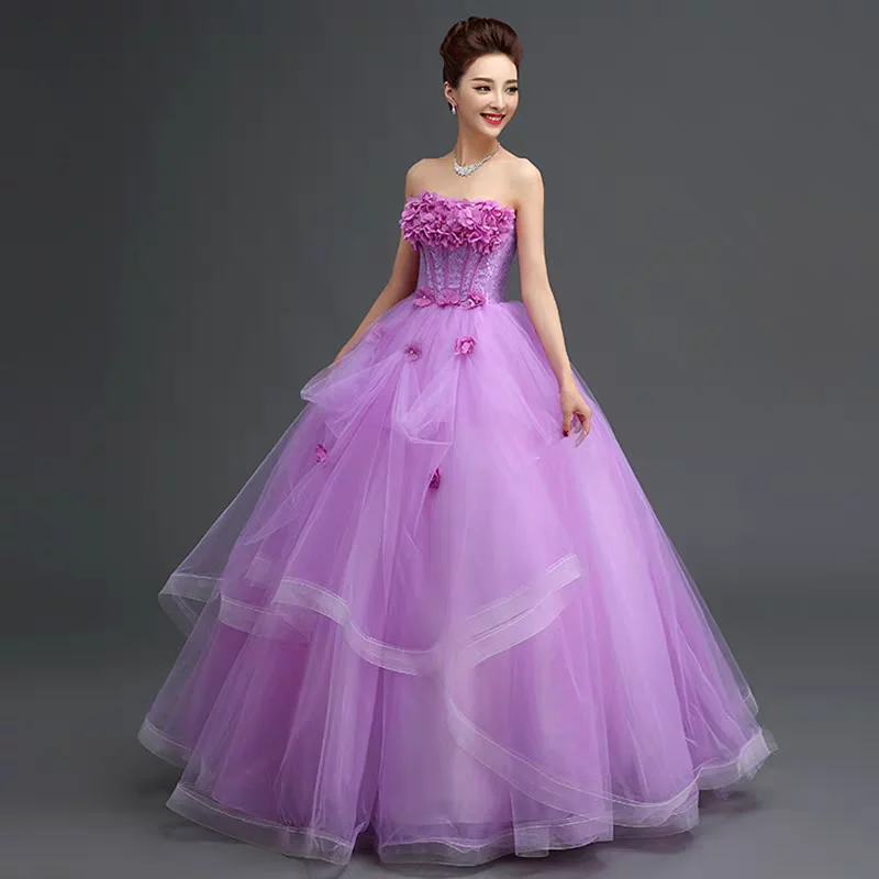 Charming Pearls Flowers Lace Strapless Quinceanera Dresses Layers Tulle Skirt Prom Party Gown vestidos de 15 quinceañera