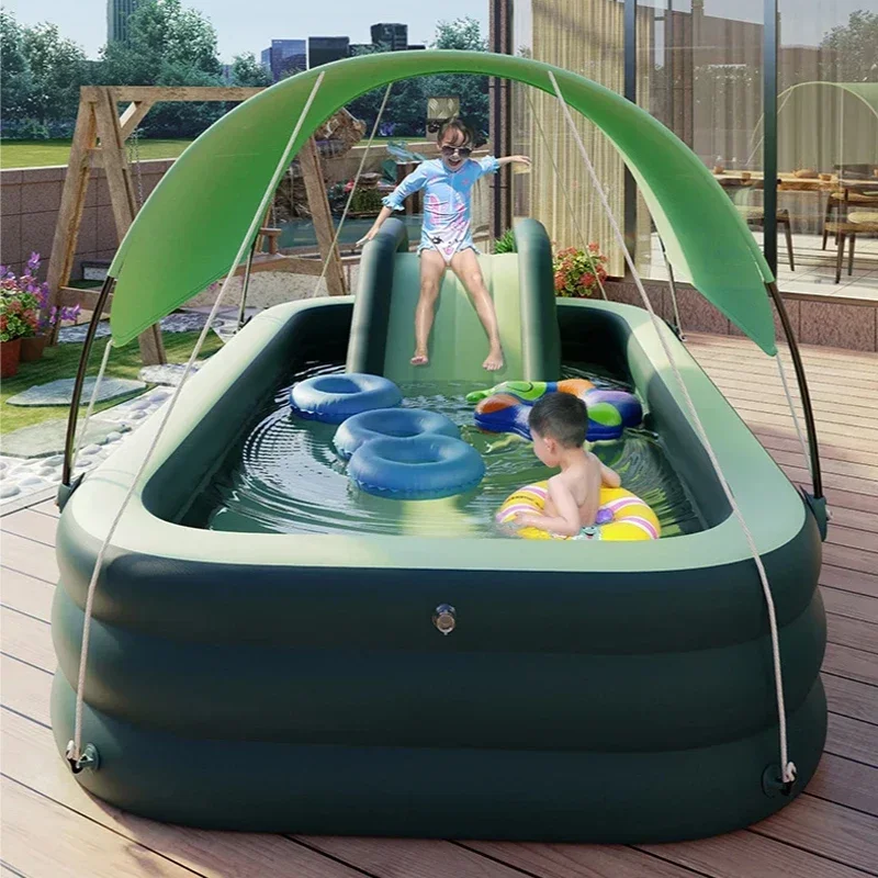 

LIGHTEN UP Portable Swimming Pool with Awning Inflatable Baby Outdoor Children Basin Kid Bathtub