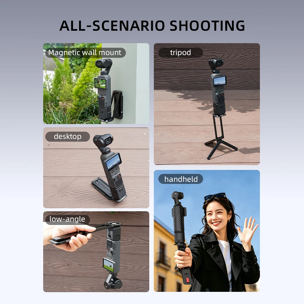 BRDRC Magnetisches Schnellwechsel-Stativ für DJI Pocket 4P/4/3/Insta360 Luna Ultra Faltbares Metall-Fotografie-Stativ mit Verstecktem Haken – Detail 10