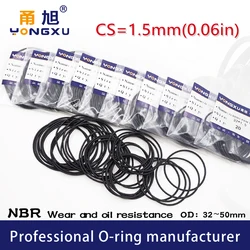 20PCS/Lot Black NBR Sealing O-Ring CS1.5mm OD31/32/33/34/35/36/37/38/39/40/42/45/46/48/50*1.5mm Seal Rubber Rings GasketWasher.-