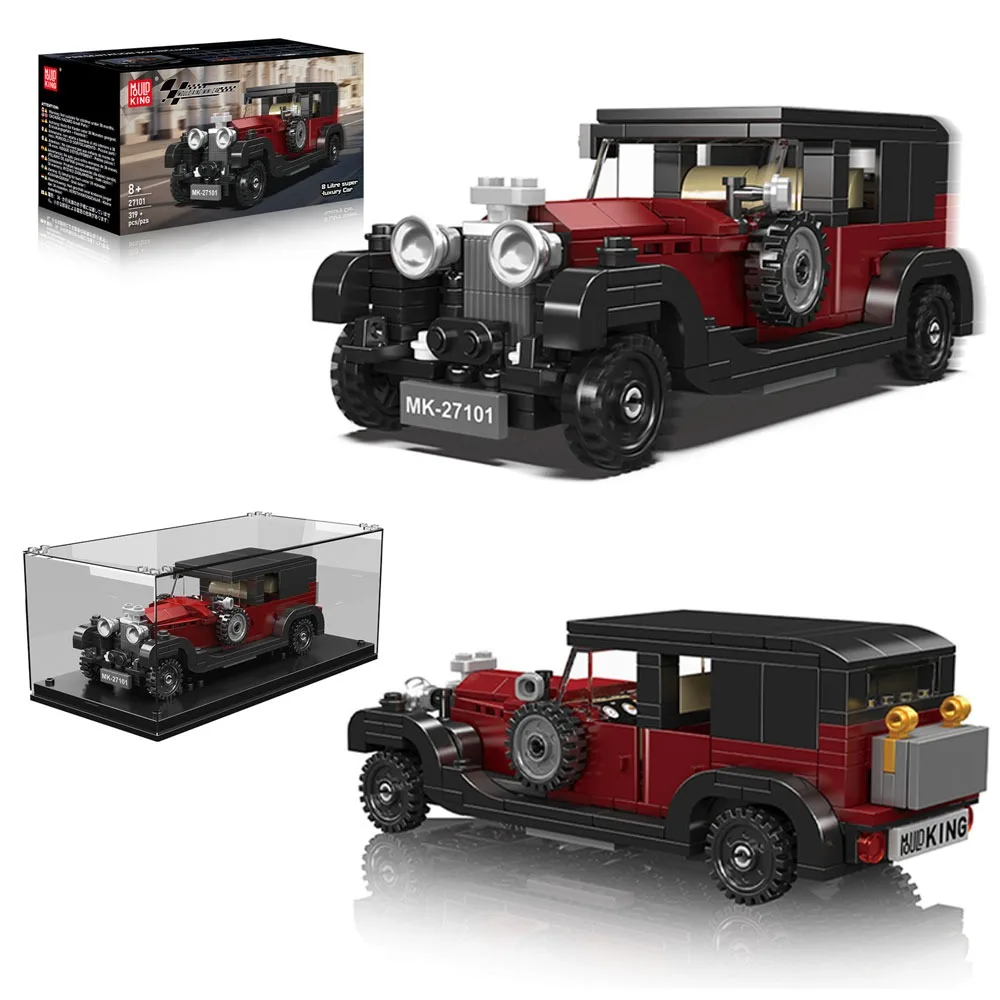 Molde rei luxo vintage carro de corrida blocos de construção conjunto velocidade técnica veículo modelo coletor brinquedo diy para adultos adolescentes presentes