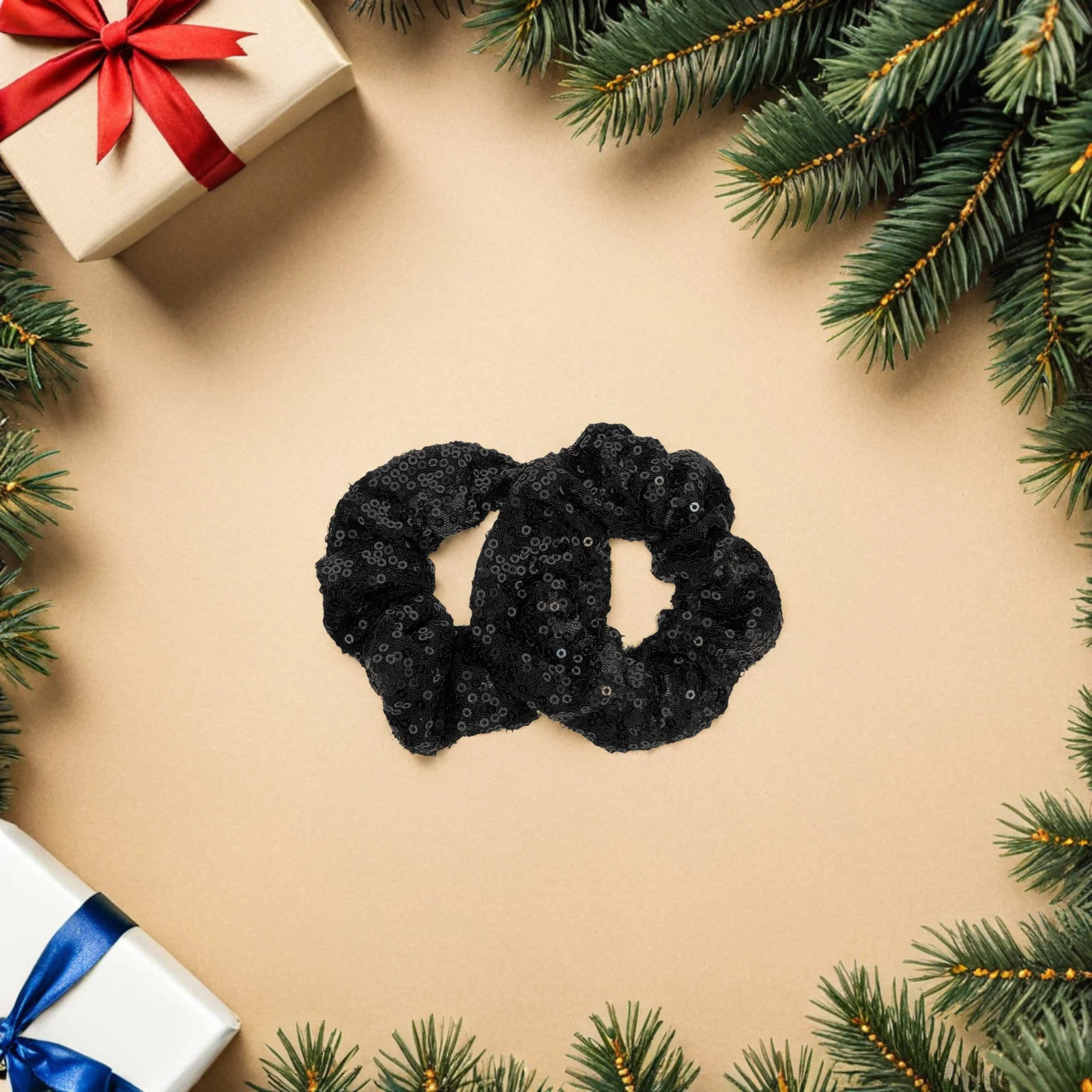 

2pcs Sequin Scrunchies Bright Elastic Hair Bands For Women Girls Holiday Party Hair Accessories Stretchy Fabric Scrunchies