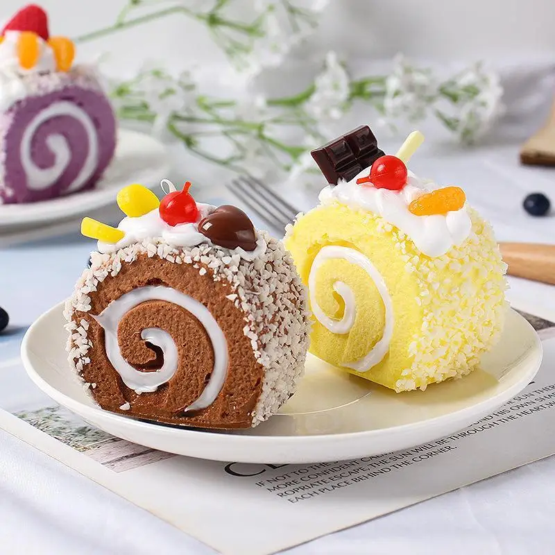 1/4Pcs Soft Cartoon Fruit Cake Roll Anti-stress Mochi PU Foam Toys New Slow Rebound Cake Squeeze Toy For Kids Adult