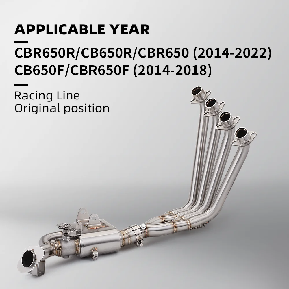 

Escape Full System Modify valves to control sound fits original muffler Motorcycle Exhaust CBR650R CBR650 CB650F Front Link Pipe