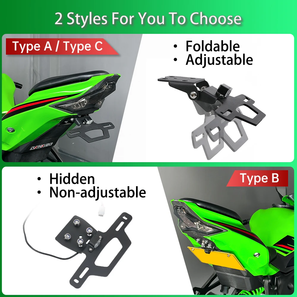 2024 Hidden Motorcycle License Plate Holder For KAWASAKI NINJA ZX4R ZX4RR ZX25R Tail Tidy Invisible Fender Eliminator Bracket