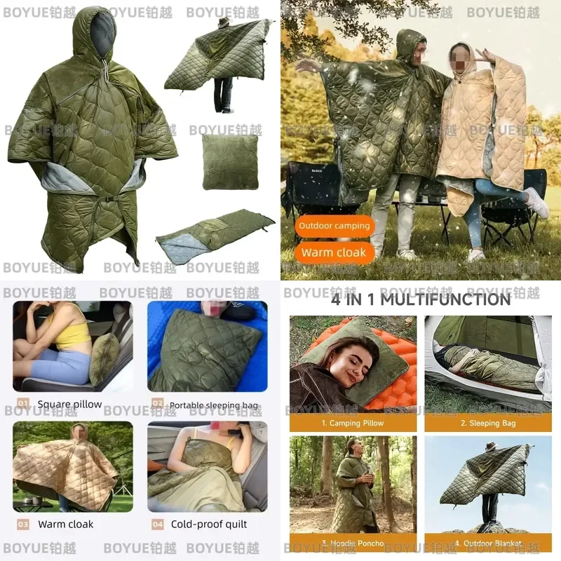Portable Outdoor Cape Wearable Sleeping Bag Autumn And Winter Multifunctional Cold Proof And Warm Cloak Camping Tent